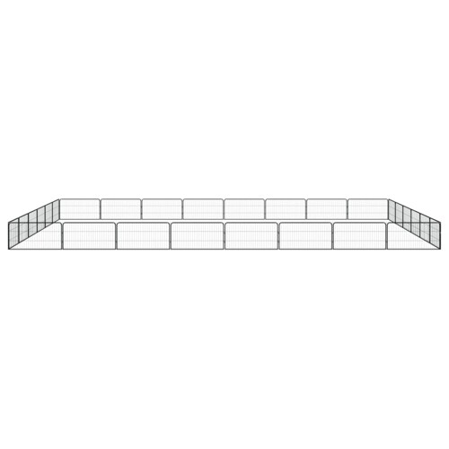 Ograda za pse s 28 panela crna 100 x 50 cm čelik obložen prahom - NOVO