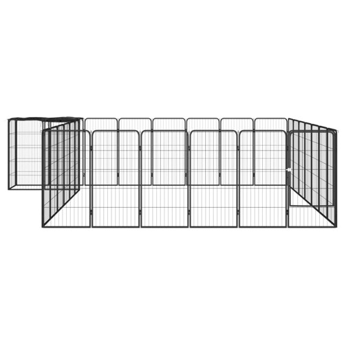 Ograda za pse s 30 panela crna 50 x 100 cm čelik obložen prahom - NOVO