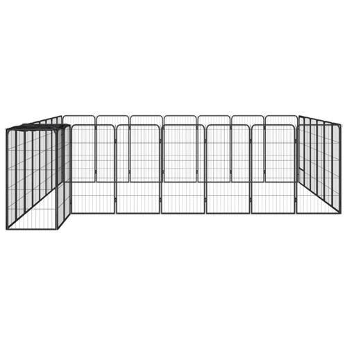 Ograda za pse s 30 panela crna 50 x 100 cm čelik obložen prahom - NOVO