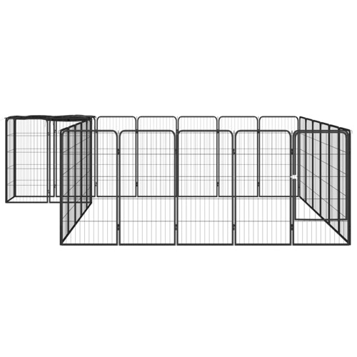 Ograda za pse s 26 panela crna 50 x 100 cm čelik obložen prahom - NOVO