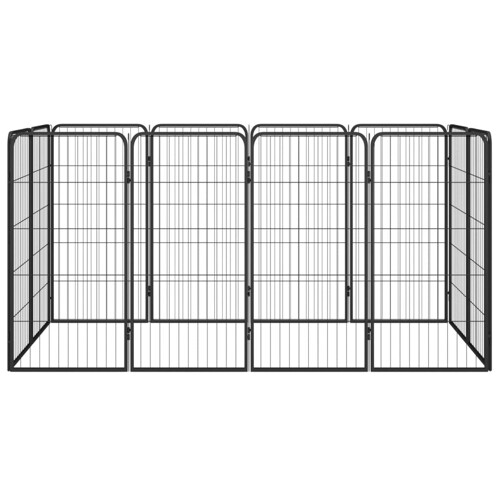 Ograda za pse s 12 panela crna 50 x 100 cm čelik obložen prahom - NOVO
