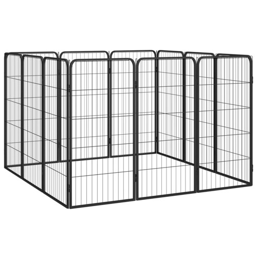 Ograda za pse s 12 panela crna 50 x 100 cm čelik obložen prahom - NOVO