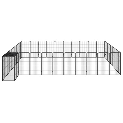 Ograda za pse s 42 panela crna 50 x 100 cm čelik obložen prahom - NOVO
