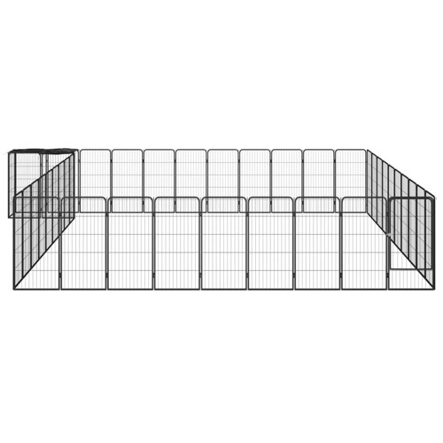 Ograda za pse s 42 panela crna 50 x 100 cm čelik obložen prahom - NOVO