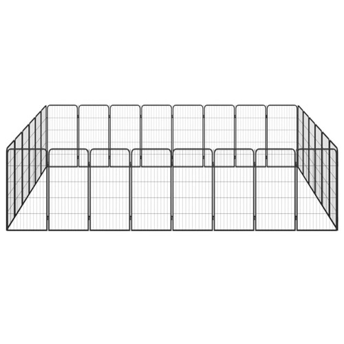 Ograda za pse s 28 panela crna 50 x 100 cm čelik obložen prahom - NOVO
