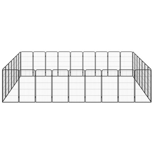 Ograda za pse s 32 panela crna 50 x 100 cm čelik obložen prahom - NOVO