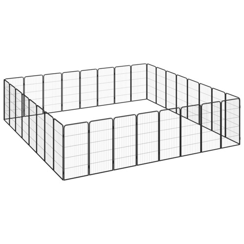 Ograda za pse s 32 panela crna 50 x 100 cm čelik obložen prahom - NOVO
