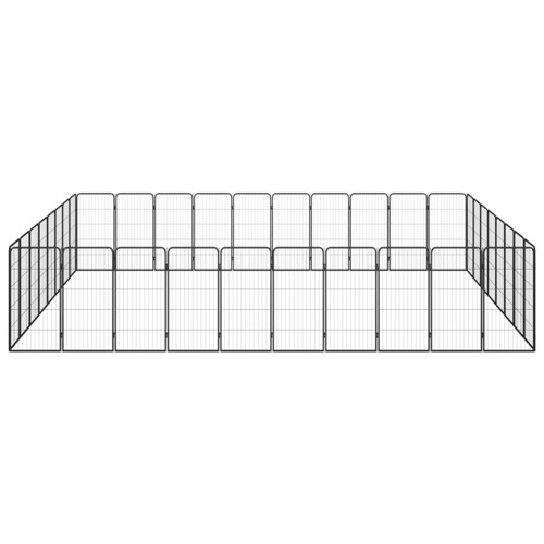 Ograda za pse s 36 panela crna 50 x 100 cm čelik obložen prahom - NOVO