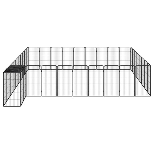 Ograda za pse s 38 panela crna 50 x 100 cm čelik obložen prahom - NOVO