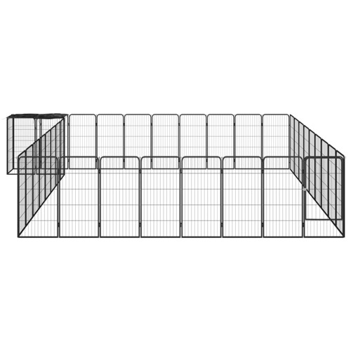 Ograda za pse s 38 panela crna 50 x 100 cm čelik obložen prahom - NOVO
