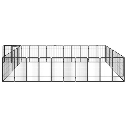 Ograda za pse s 46 panela crna 50 x 100 cm čelik obložen prahom - NOVO