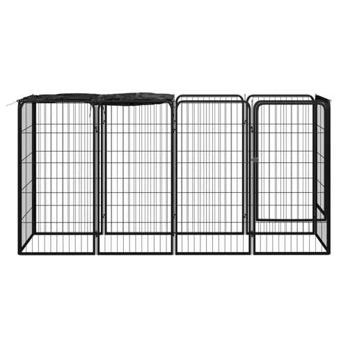 Ograda za pse s 10 panela crna 50 x 100 cm čelik obložen prahom - NOVO