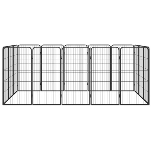 Ograda za pse s 16 panela crna 50 x 100 cm čelik obložen prahom - NOVO