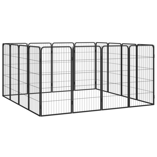 Ograda za pse s 16 panela crna 50 x 100 cm čelik obložen prahom - NOVO