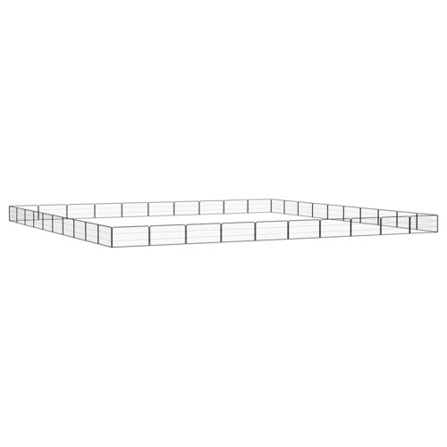 Ograda za pse s 40 panela crna 100 x 50 cm čelik obložen prahom - NOVO