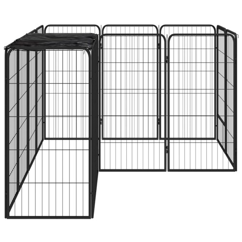 Ograda za pse s 14 panela crna 50 x 100 cm čelik obložen prahom - NOVO