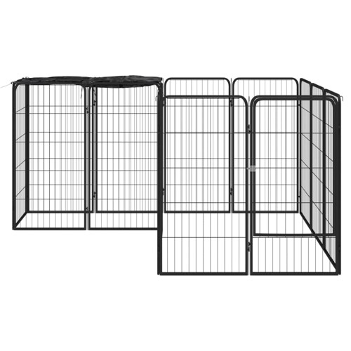 Ograda za pse s 14 panela crna 50 x 100 cm čelik obložen prahom - NOVO
