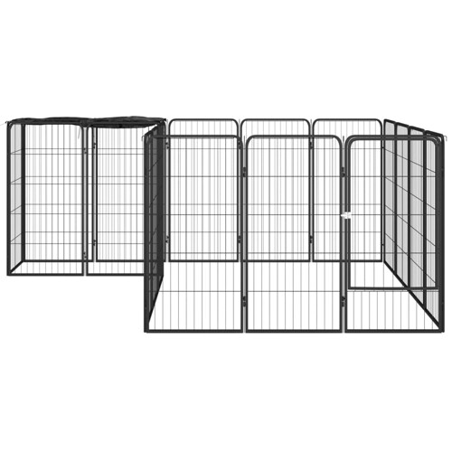 Ograda za pse s 18 panela crna 50 x 100 cm čelik obložen prahom - NOVO