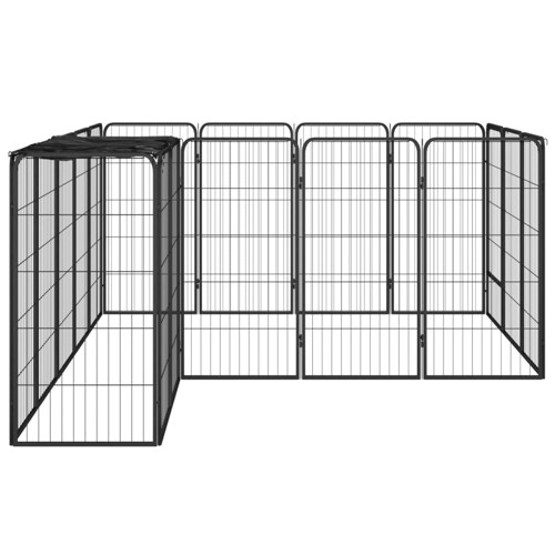 Ograda za pse s 18 panela crna 50 x 100 cm čelik obložen prahom - NOVO