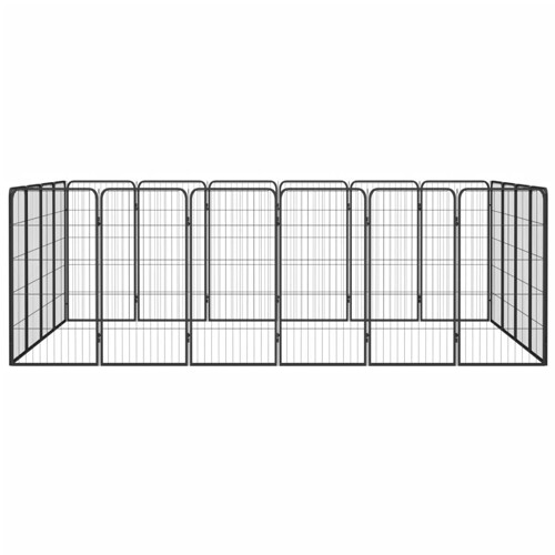 Ograda za pse s 20 panela crna 50 x 100 cm čelik obložen prahom - NOVO