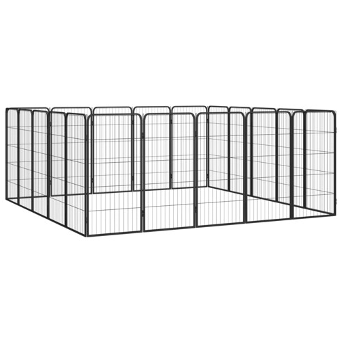 Ograda za pse s 20 panela crna 50 x 100 cm čelik obložen prahom - NOVO