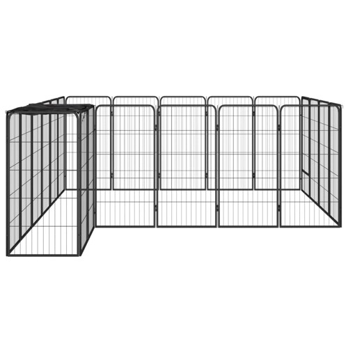 Ograda za pse s 22 panela crna 50 x 100 cm čelik obložen prahom - NOVO