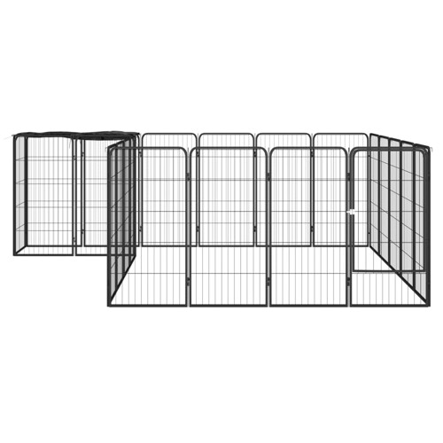 Ograda za pse s 22 panela crna 50 x 100 cm čelik obložen prahom - NOVO