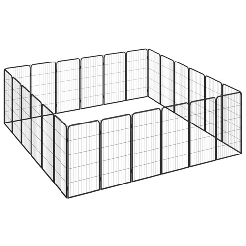 Ograda za pse s 24 panela crna 50 x 100 cm čelik obložen prahom - NOVO