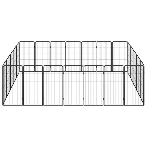 Ograda za pse s 24 panela crna 50 x 100 cm čelik obložen prahom - NOVO
