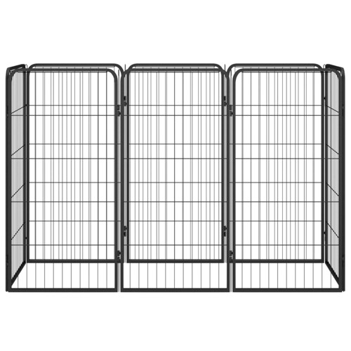 Ograda za pse s 8 panela crna 50 x 100 cm čelik obložen prahom - NOVO