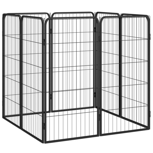 Ograda za pse s 8 panela crna 50 x 100 cm čelik obložen prahom - NOVO
