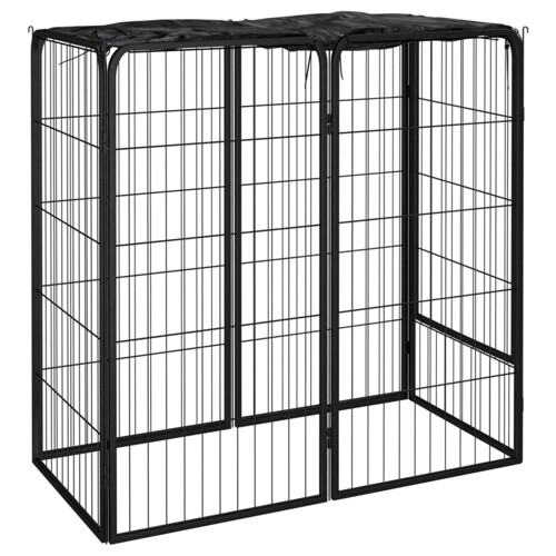Ograda za pse sa 6 panela crna 50 x 100 cm čelik obložen prahom - NOVO