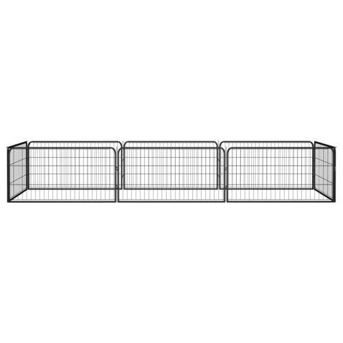 Ograda za pse s 8 panela crna 100 x 50 cm čelik obložen prahom - NOVO