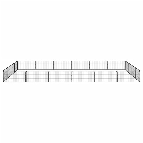 Ograda za pse s 20 panela crna 100 x 50 cm čelik obložen prahom - NOVO