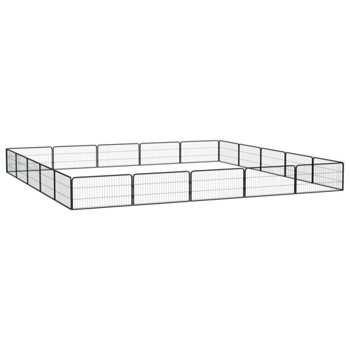 Ograda za pse s 20 panela crna 100 x 50 cm čelik obložen prahom - NOVO