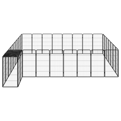 Ograda za pse s 34 panela crna 50 x 100 cm čelik obložen prahom - NOVO