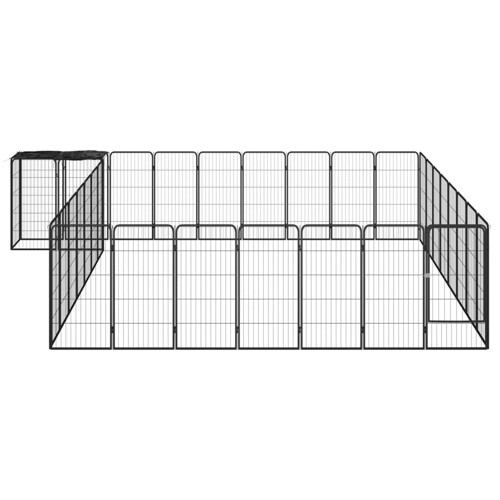 Ograda za pse s 34 panela crna 50 x 100 cm čelik obložen prahom - NOVO