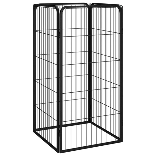 Ograda za pse sa 4 panela crna 50 x 100 cm čelik obložen prahom - NOVO