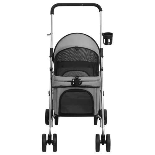 Sklopiva kolica za pse siva 76 x 50 x 100 cm od tkanine Oxford - NOVO