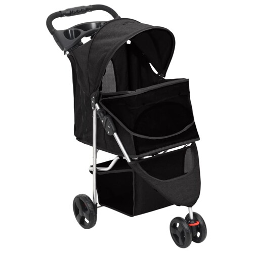 Sklopiva kolica za pse crna 80 x 46 x 98 cm od tkanine oxford - NOVO
