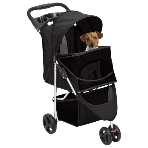 Sklopiva kolica za pse crna 80 x 46 x 98 cm od tkanine oxford - NOVO
