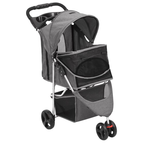 Sklopiva kolica za pse siva 80 x 46 x 98 cm od tkanine Oxford - NOVO