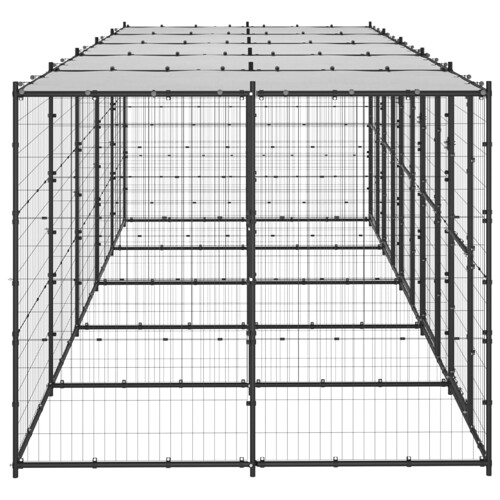 Vanjski kavez za pse s krovom čelični 12,1 m² - NOVO