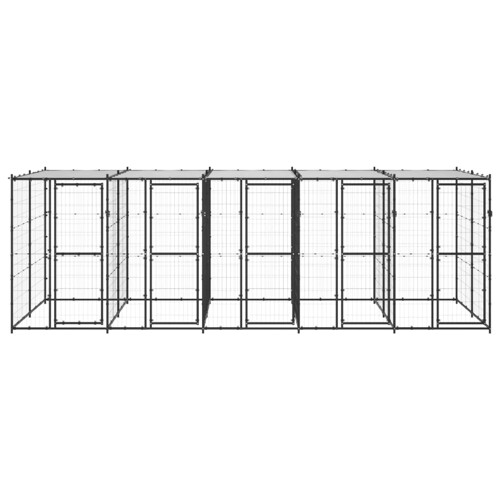 Vanjski kavez za pse s krovom čelični 12,1 m² - NOVO