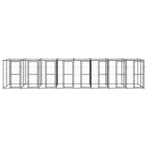 Vanjski kavez za pse s krovom čelični 19,36 m² - NOVO