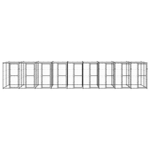 Vanjski kavez za pse s krovom čelični 21,78 m² - NOVO