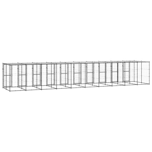 Vanjski kavez za pse s krovom čelični 24,2 m² - NOVO