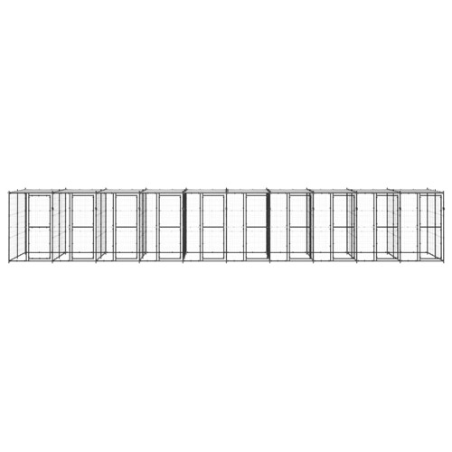 Vanjski kavez za pse s krovom čelični 24,2 m² - NOVO
