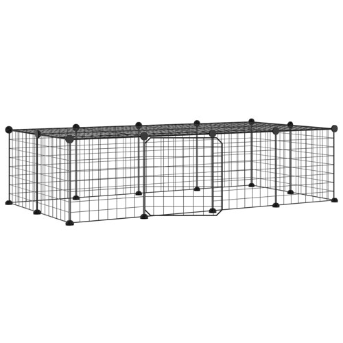 Kavez za ljubimce s 20 panela i vratima crni 35 x 35 cm čelični - NOVO