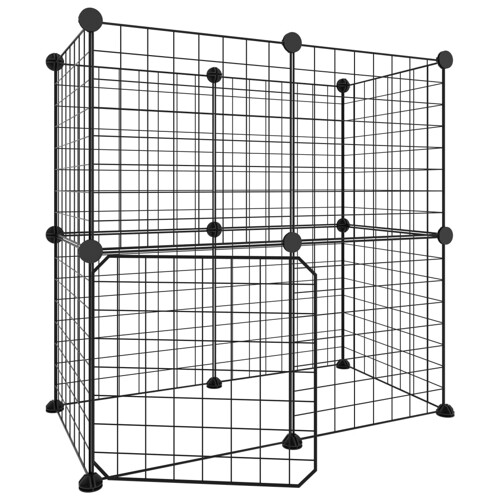 Kavez za ljubimce s 12 panela i vratima crni 35 x 35 cm čelični - NOVO